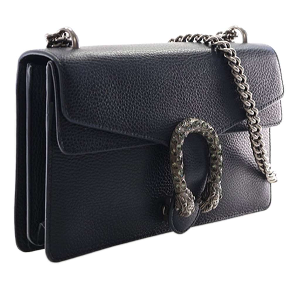 Gucci Medium Leather Dionysus Shoulder Bag Black Leather Good condition - Model View