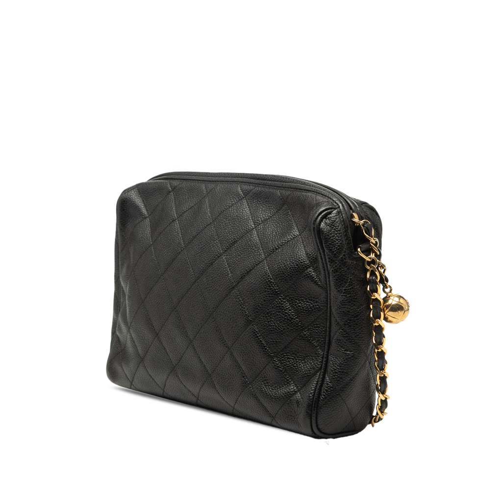 Chanel CC Quilted Caviar Chain Camera Bag Black Leather Good condition - Back View