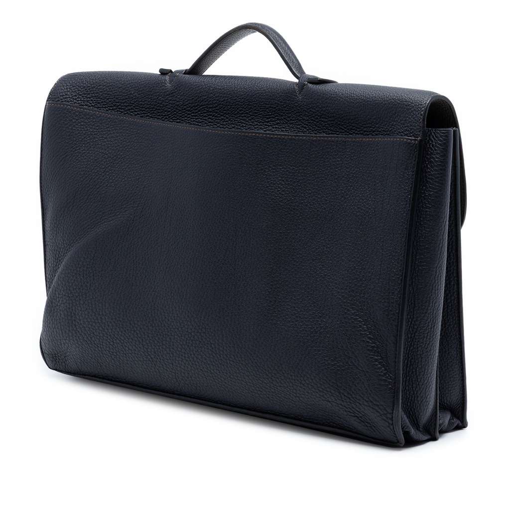 Hermès Togo Sac a Depeches 41 Blue Leather Good condition - Back View