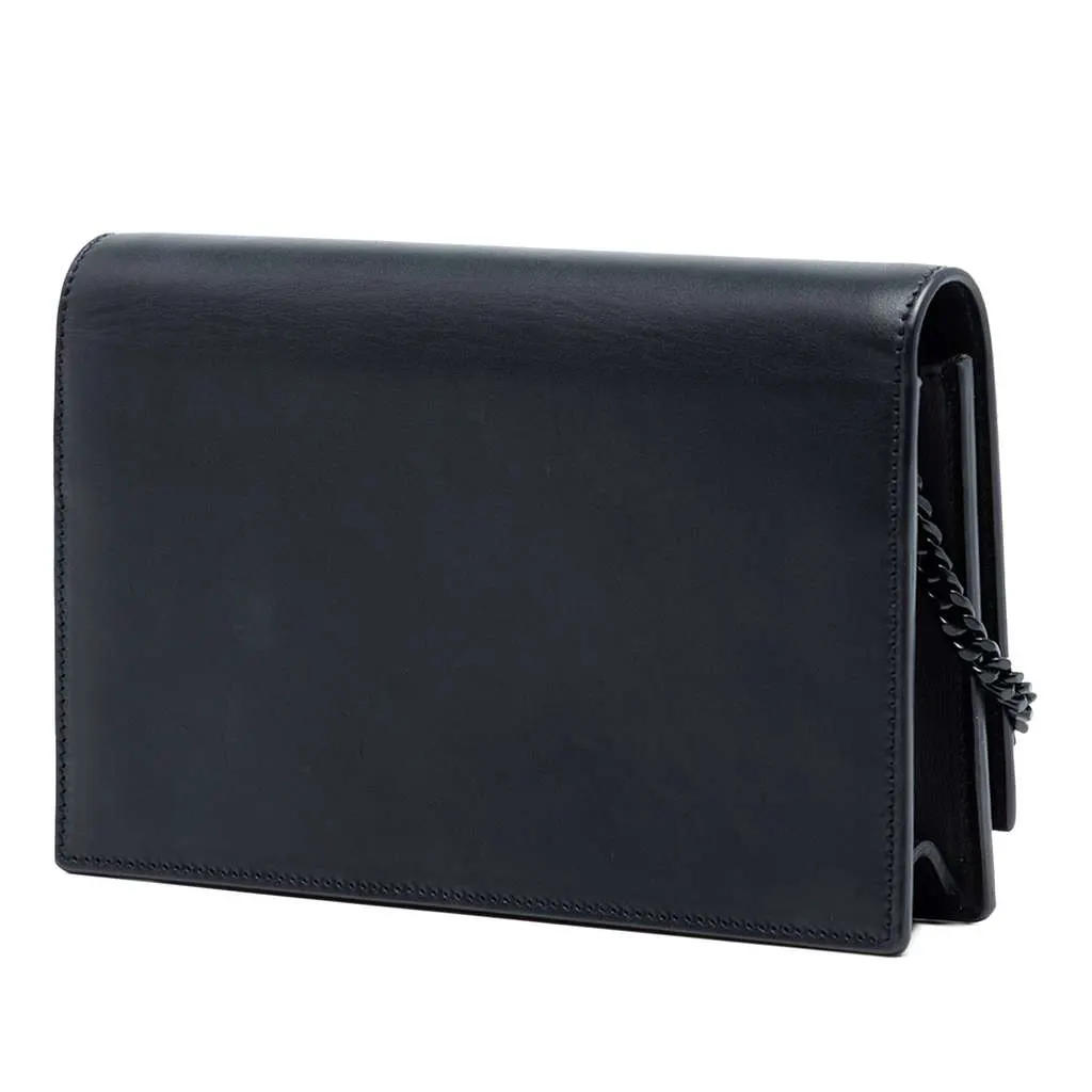 Saint Laurent Calfskin Cloud Star Applique Classic Monogram Kate Tassel Wallet on Chain Black Leather Very good - Back View