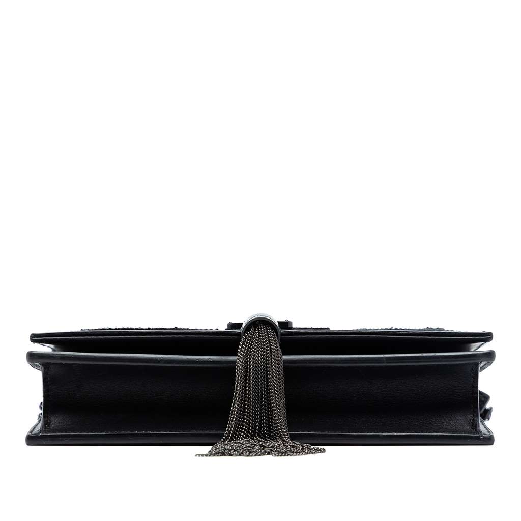 Saint Laurent Calfskin Cloud Star Applique Classic Monogram Kate Tassel Wallet on Chain Black Leather Good condition - Inside View