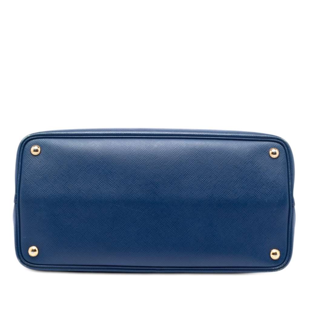Prada Large Saffiano Cuir Double Satchel Blue Leather Good condition - Inside View