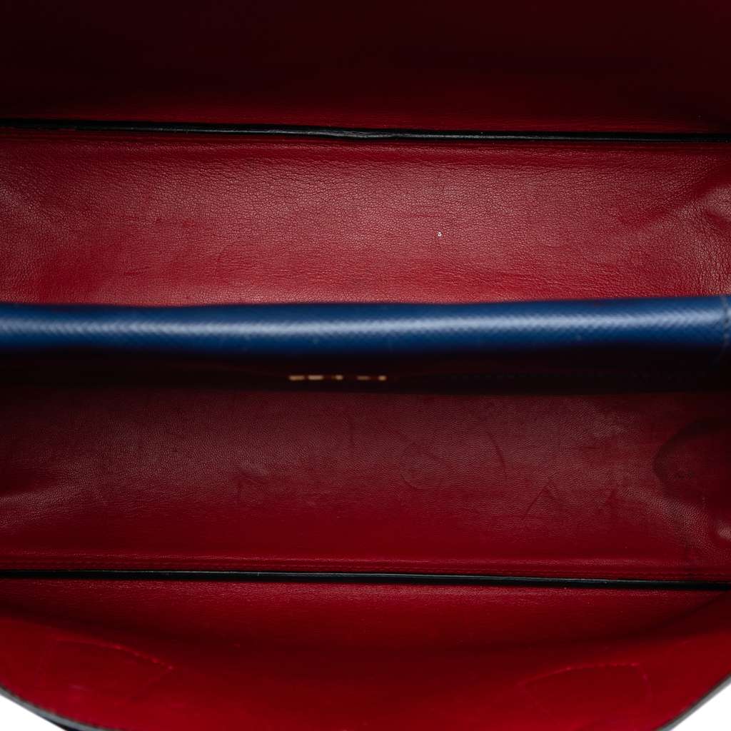 Prada Large Saffiano Cuir Double Satchel Blue Leather Good condition - Model View