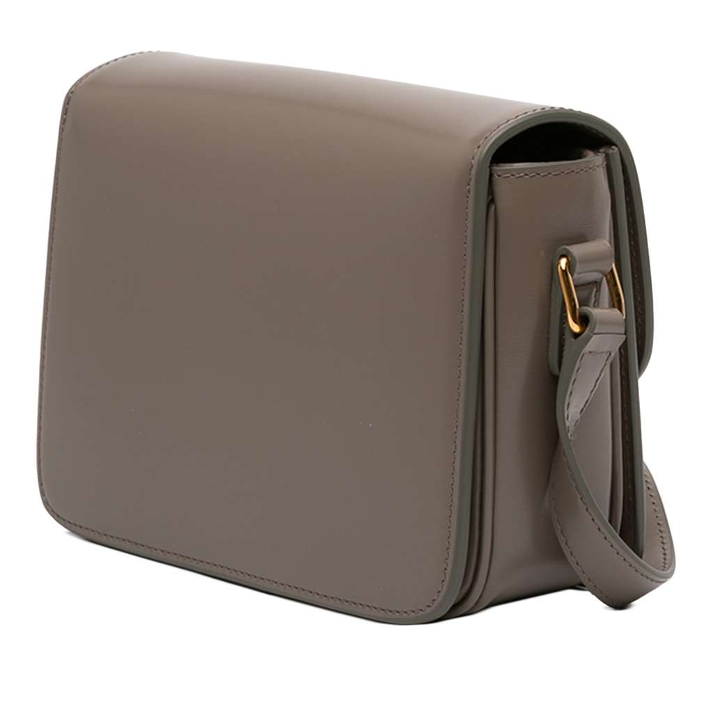 Celine Teen Shiny Calfskin Triomphe Crossbody Brown Leather Very good condition - Back View