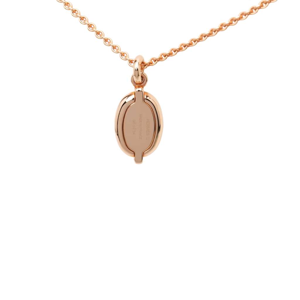 Hermès Mini Rose Gold Plated Maillon Pendant Necklace Gold Metal Good condition - Back View
