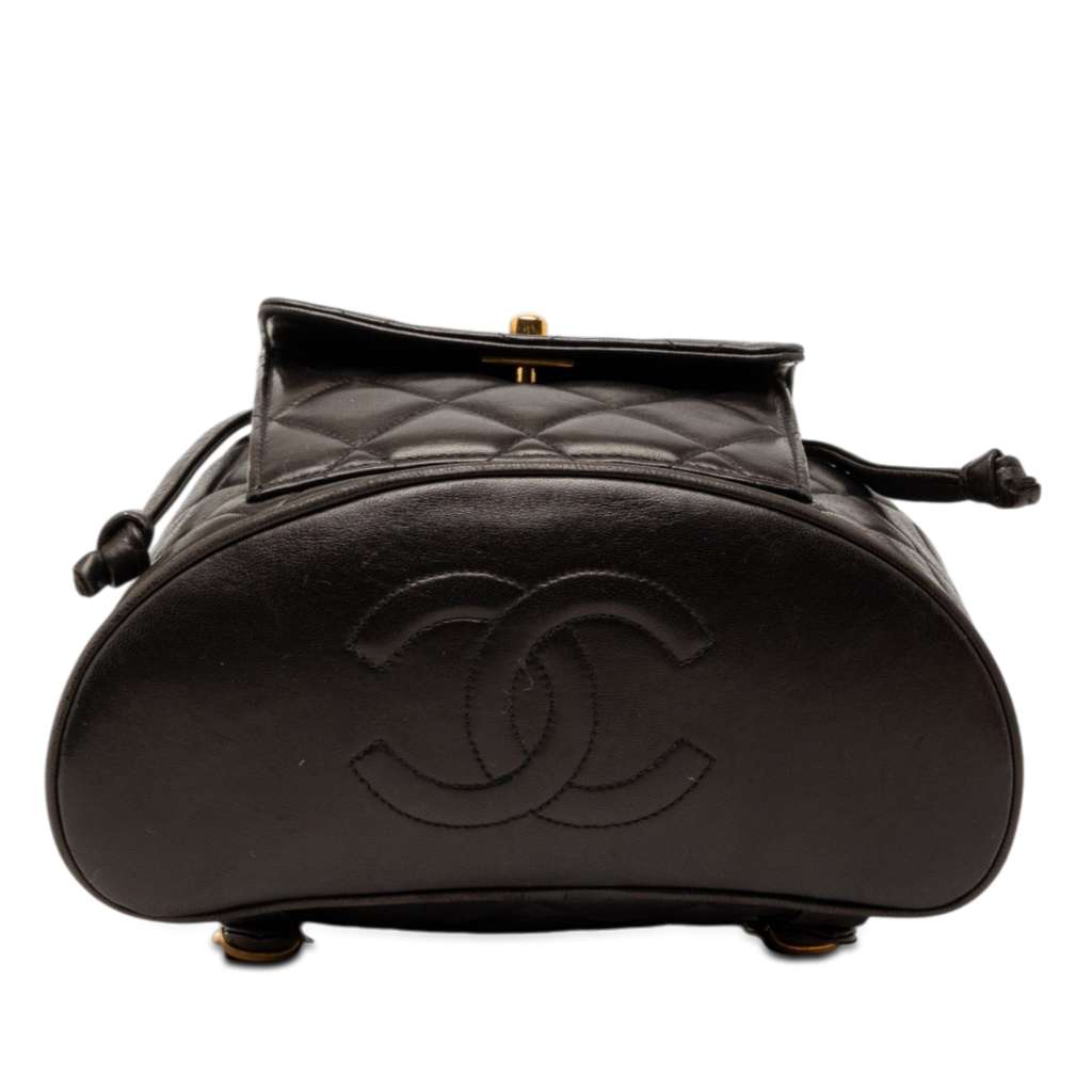 Chanel Medium Quilted Lambskin Duma Backpack Black Leather Fair condition - Inside View