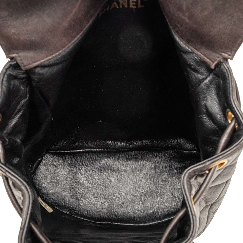 Chanel Medium Quilted Lambskin Duma Backpack Black Leather Fair condition - Model View
