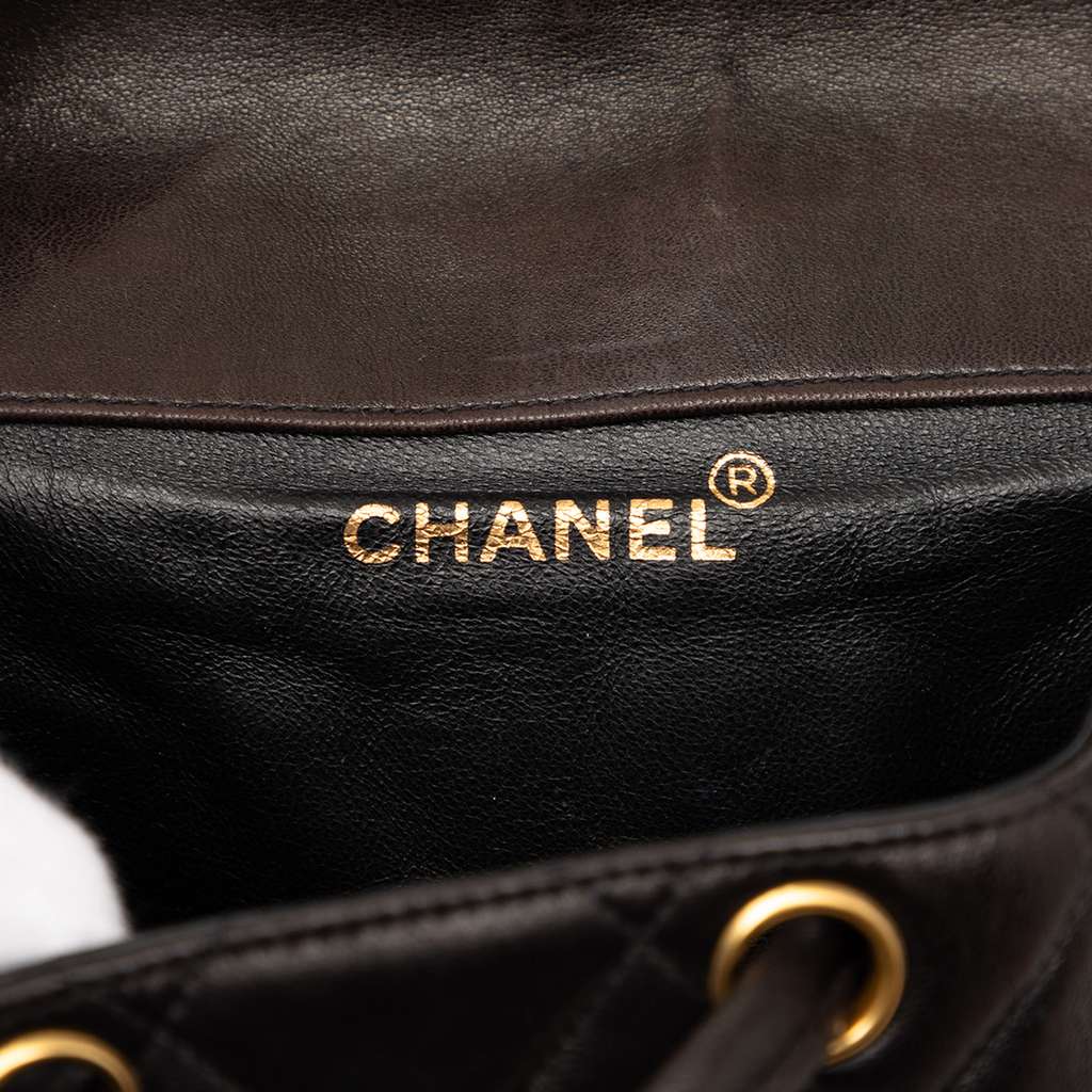 Chanel Medium Quilted Lambskin Duma Backpack Black Leather Fair condition - Box View