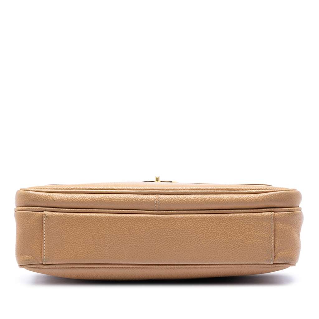 Chanel CC Caviar Front Pocket Chain Shoulder Bag Beige Leather Good condition - Inside View