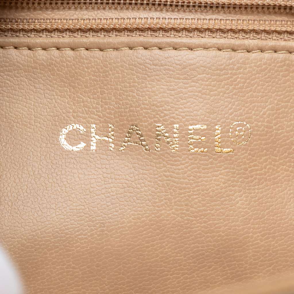 Chanel CC Caviar Front Pocket Chain Shoulder Bag Beige Leather Good condition - Box View