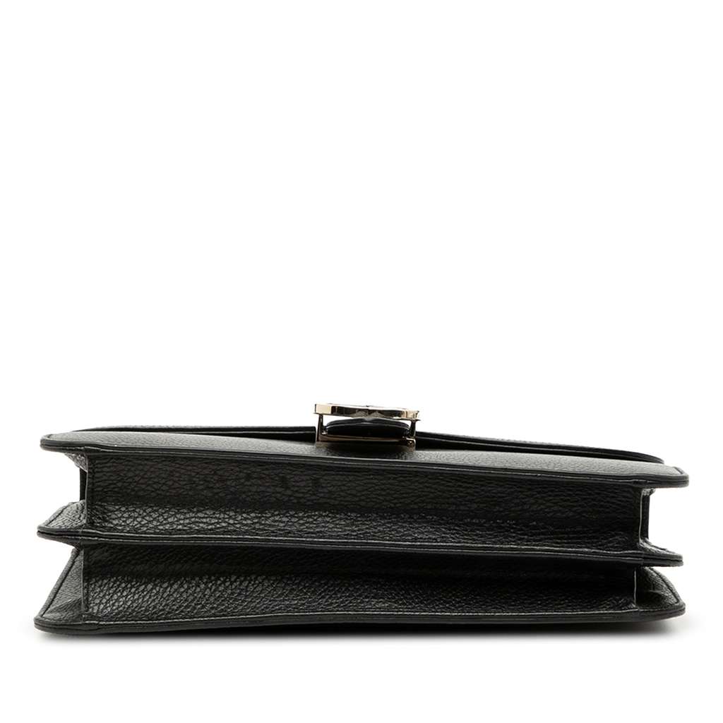 Gucci Medium Dollar Calfskin Interlocking G Crossbody Black Leather Good condition - Inside View