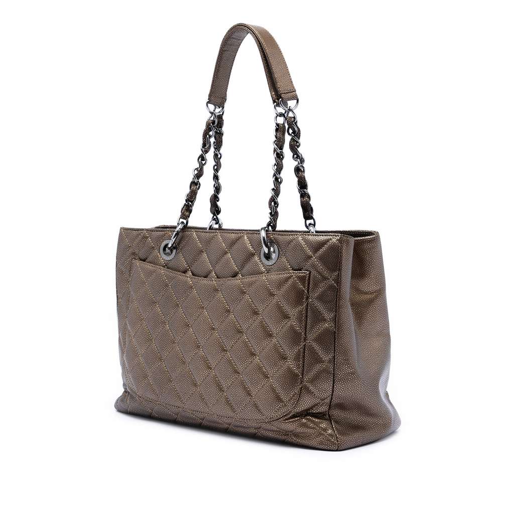 Chanel Metallic Caviar Grand Shopping Tote Brown Leather Good condition - Back View