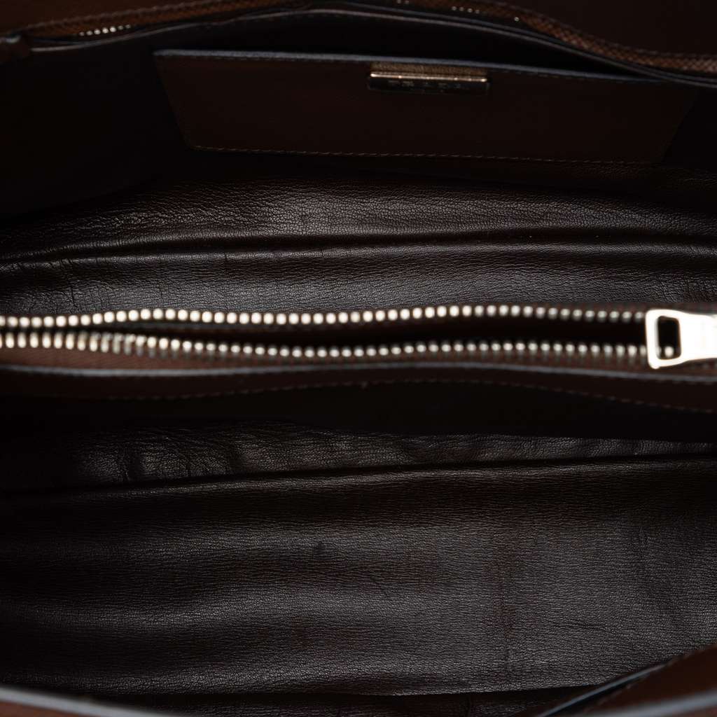 Prada Saffiano Cuir Turnlock Twin Satchel Brown Leather Good condition - Model View