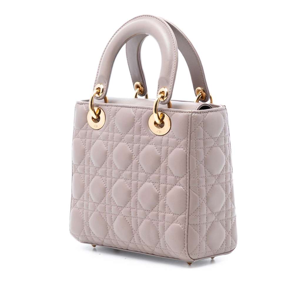 Dior Small Lambskin Cannage My ABCDior Lady Dior Brown Leather Good condition - Back View