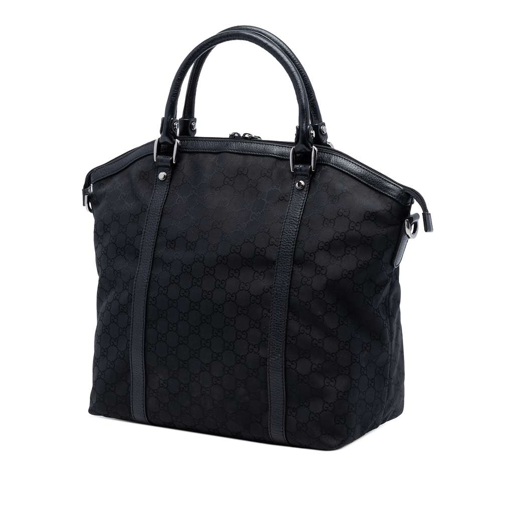 Gucci Large GG Canvas Charm Dome Satchel Black Canvas Good condition - Back View