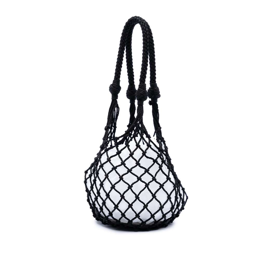 Prada Mesh and Leather Bucket Bag Black Polyester Good condition - Back View