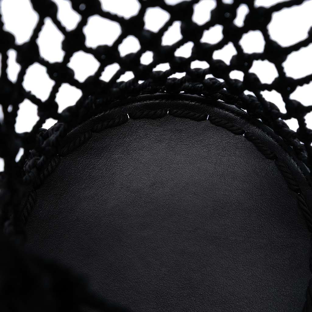 Prada Mesh and Leather Bucket Bag Black Polyester Good condition - Model View