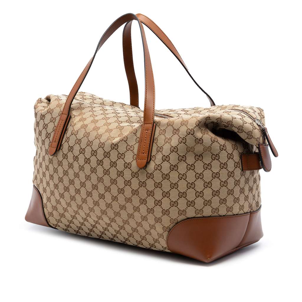 Gucci GG Canvas Web Travel Bag Beige Canvas Good condition - Back View