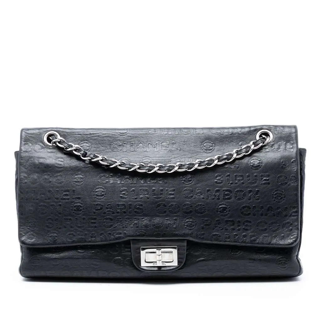 Chanel Maxi Embossed Calfskin 31 Rue Cambon Reissue 2.55 Double Flap Black Leather Very good - Front View