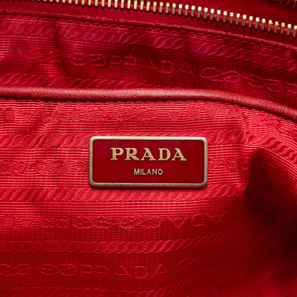 Prada Saffiano Trimmed Tessuto Tote Red Good condition - Box View