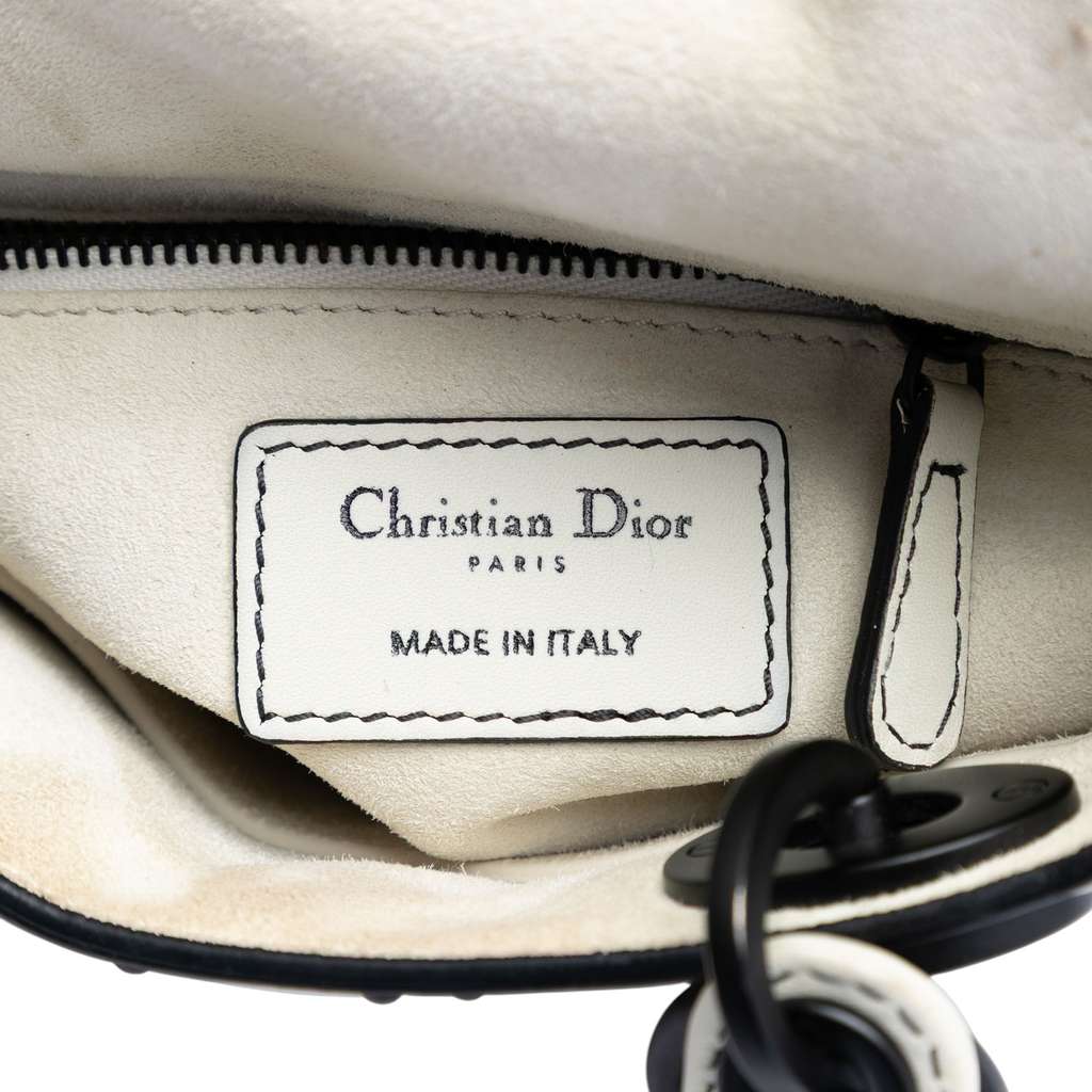 Dior Mini Ultra Matte Calfskin Cannage Studded Supple Lady Dior White Leather Good condition - Box View