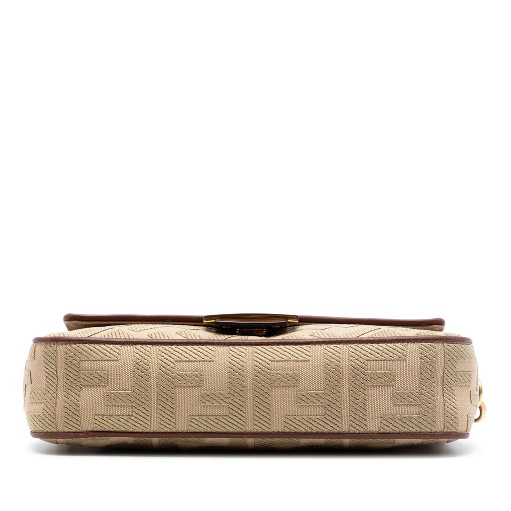 Fendi Zucca Embroidered Canvas Baguette Satchel Beige Canvas Good condition - Inside View