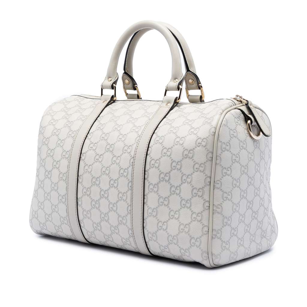 Gucci Medium Guccissima Joy Boston Bag White Leather Good condition - Back View