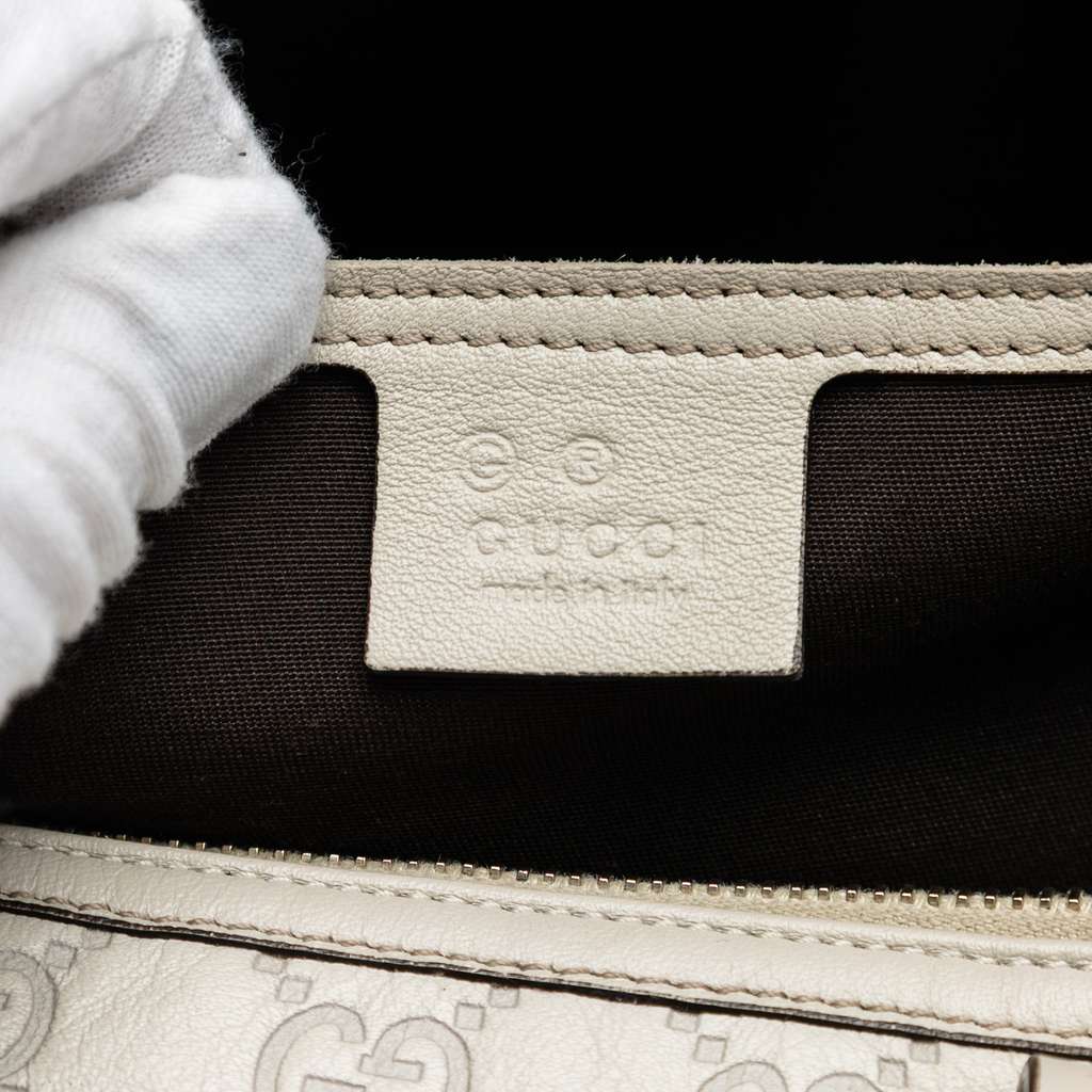 Gucci Medium Guccissima Joy Boston Bag White Leather Good condition - Box View