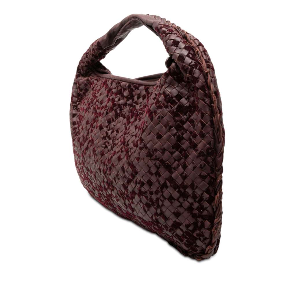 Bottega Veneta Medium Velvet Speckled Nappa Intrecciato Veneta Hobo Red Leather Good condition - Back View