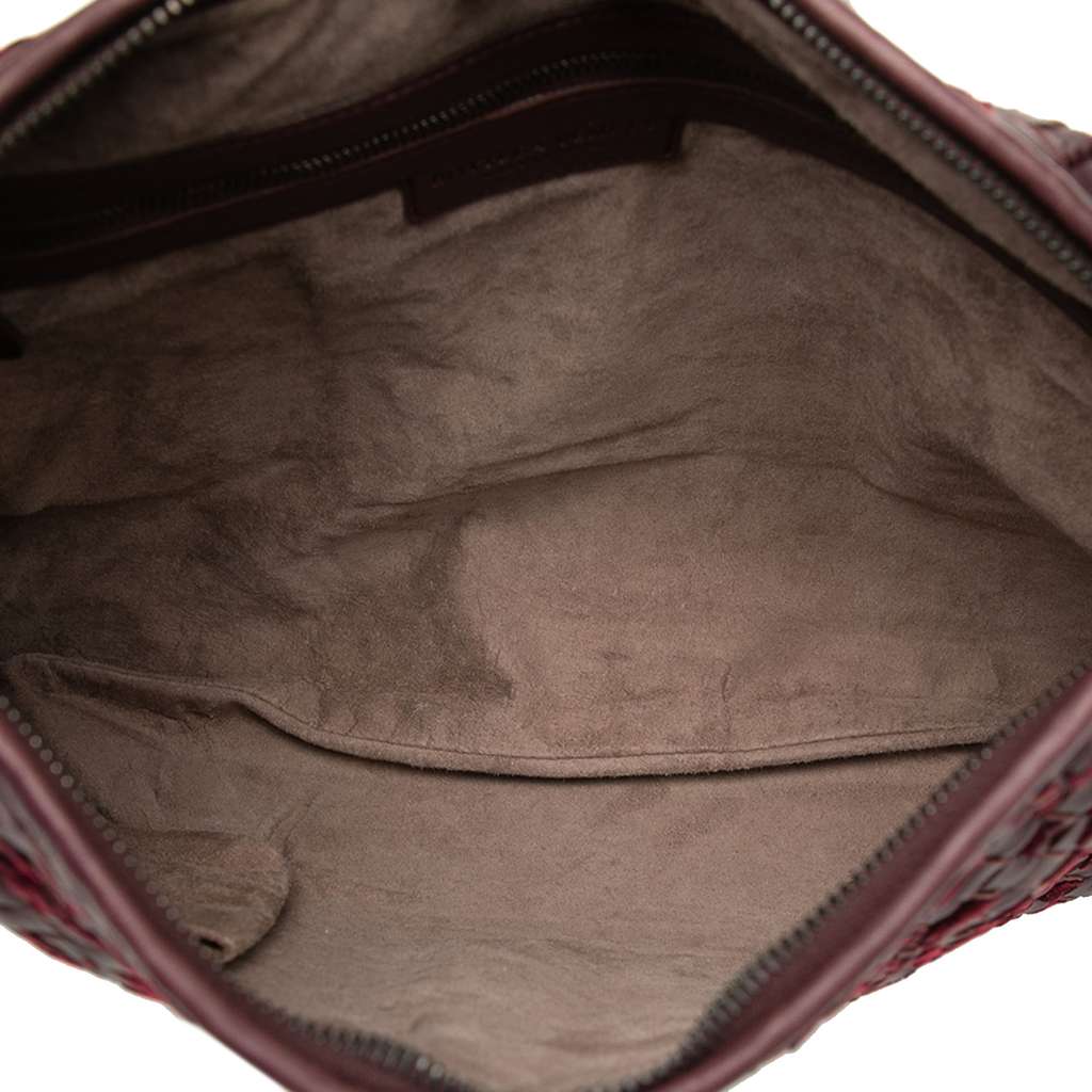 Bottega Veneta Medium Velvet Speckled Nappa Intrecciato Veneta Hobo Red Leather Good condition - Model View