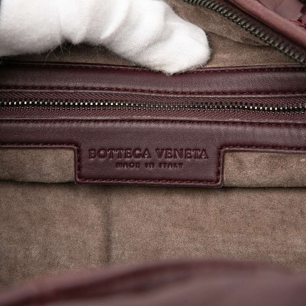 Bottega Veneta Medium Velvet Speckled Nappa Intrecciato Veneta Hobo Red Leather Good condition - Box View