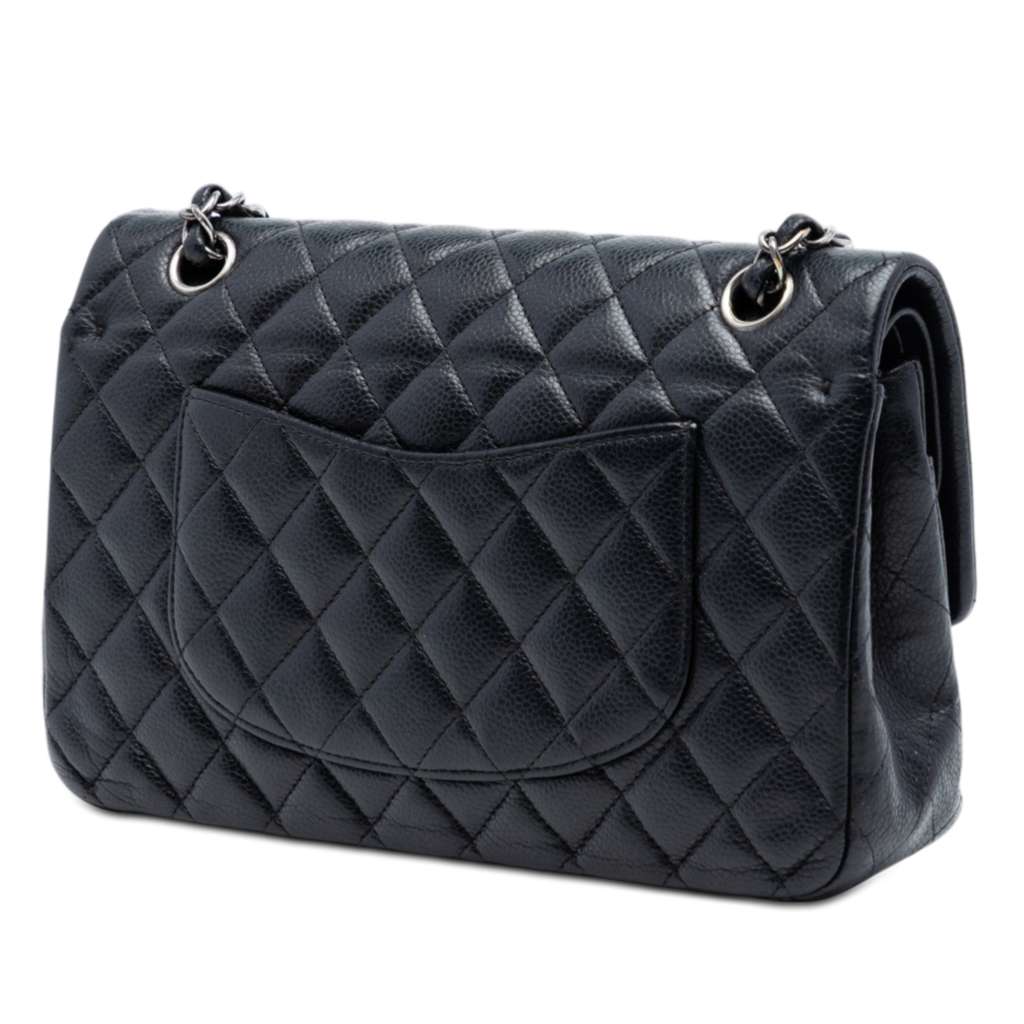 Chanel Medium Classic Caviar Double Flap Black Leather Good condition - Back View