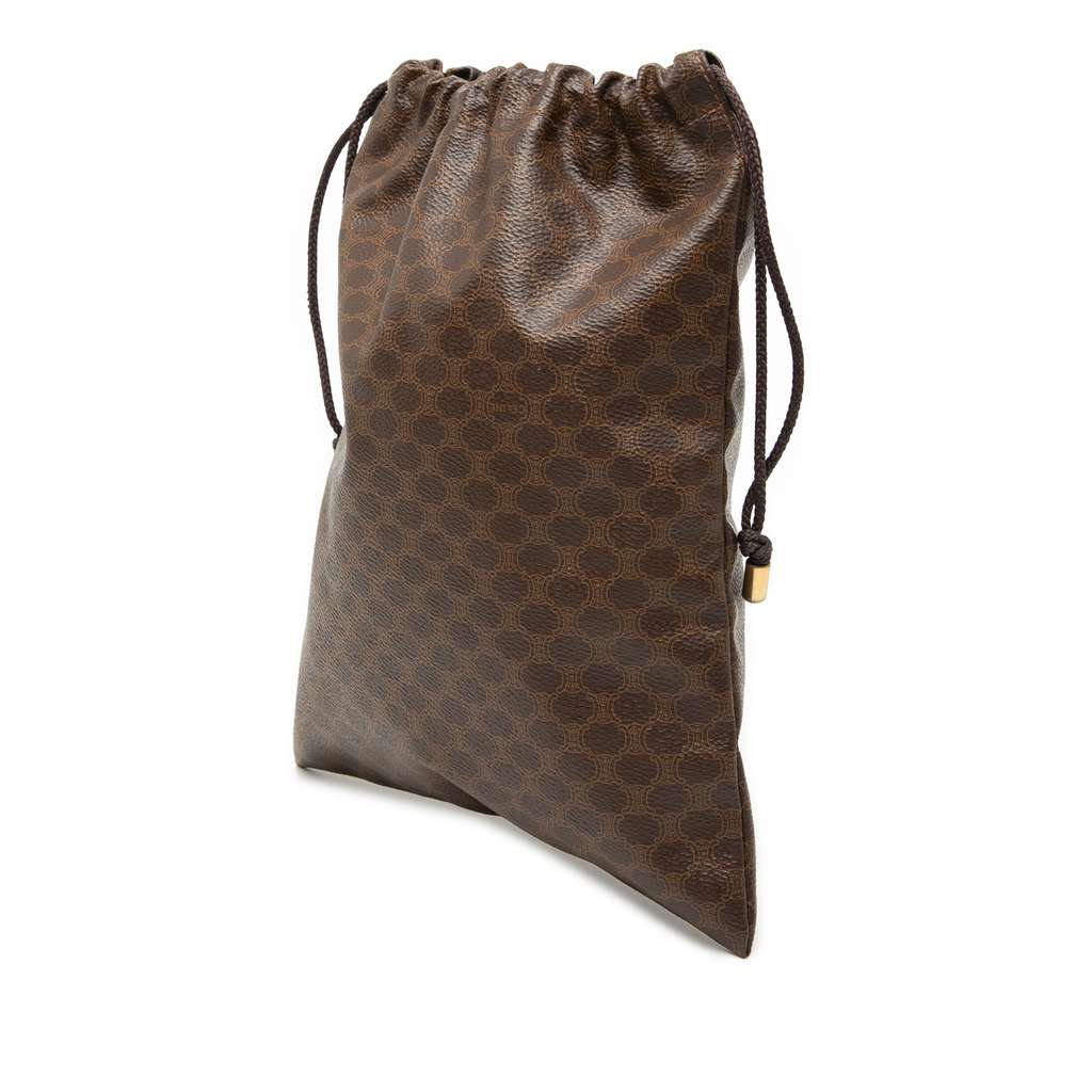 Celine Macadam Drawstring Pouch Brown Canvas Good condition - Back View