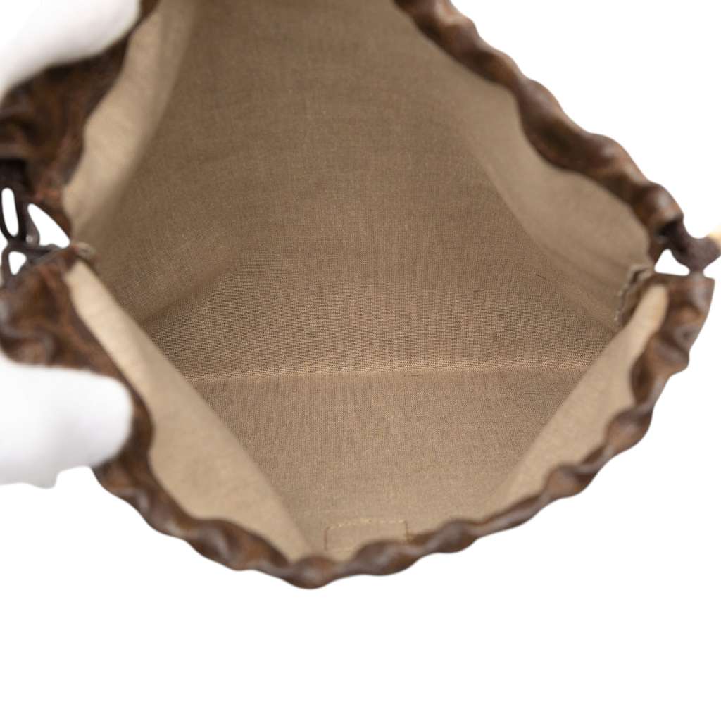 Celine Macadam Drawstring Pouch Brown Canvas Good condition - Model View
