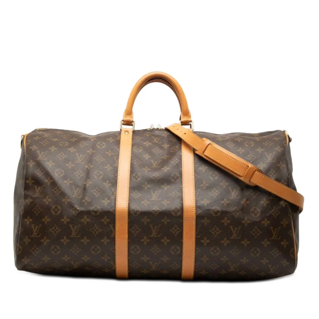 Louis Vuitton Monogram Keepall Bandouliere 55 Brown Good - Front View