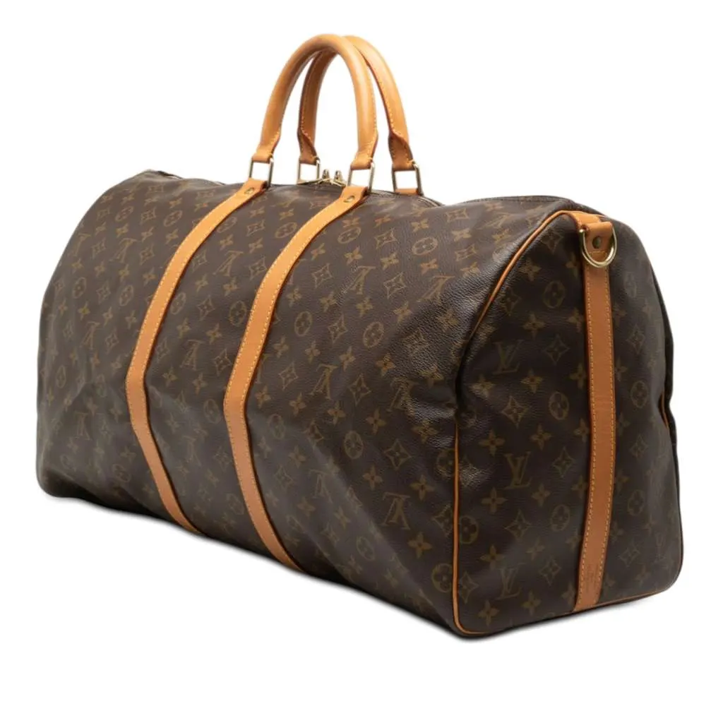 Louis Vuitton Monogram Keepall Bandouliere 55 Brown Good - Back View