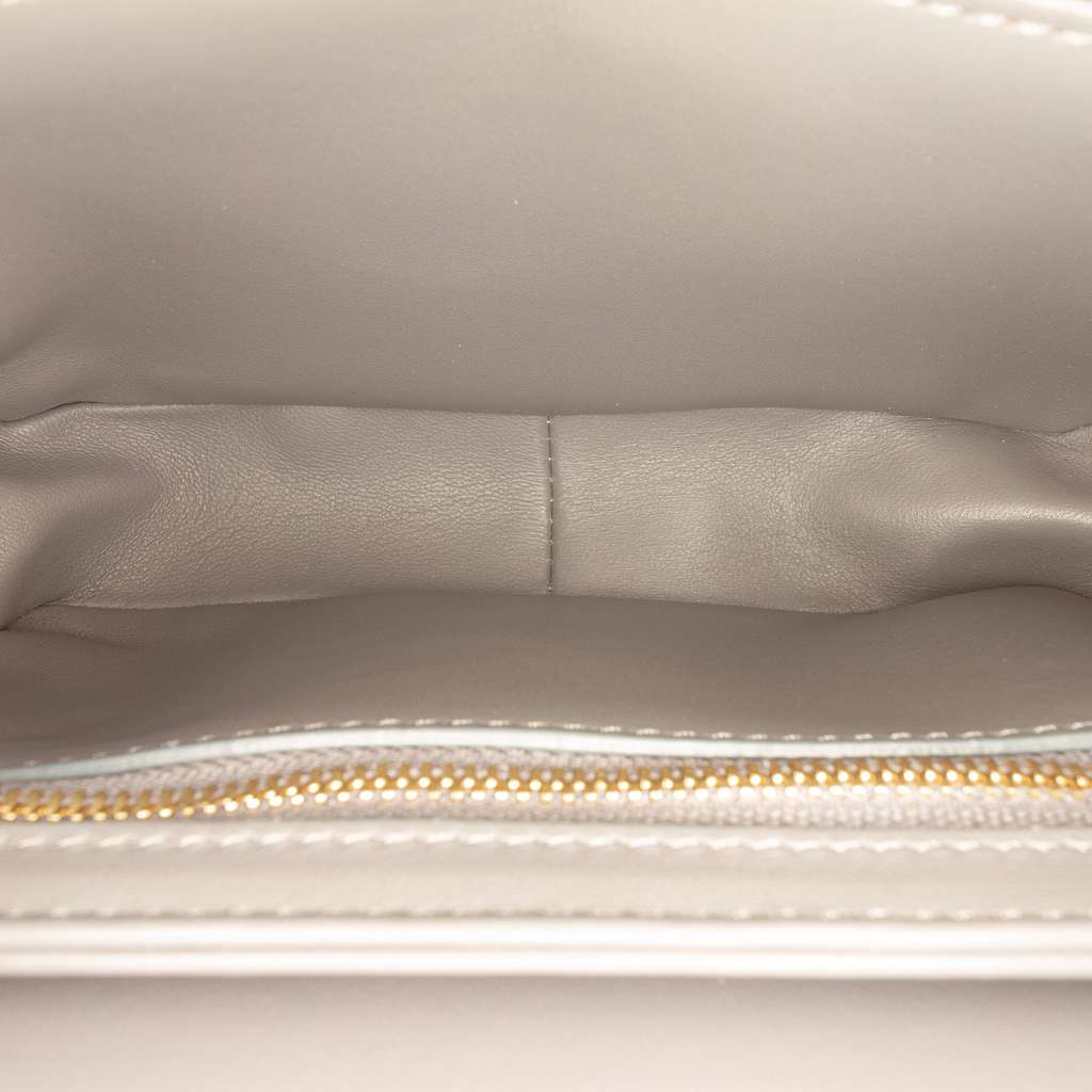 Celine Teen Shiny Calfskin Triomphe Crossbody Grey Leather Good condition - Model View