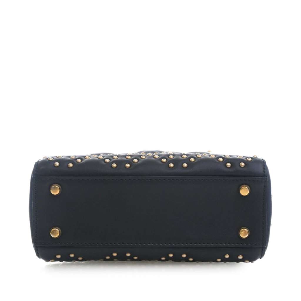 Dior Mini Lambskin Cannage Studded Supple Lady Dior Black Leather Good condition - Box View