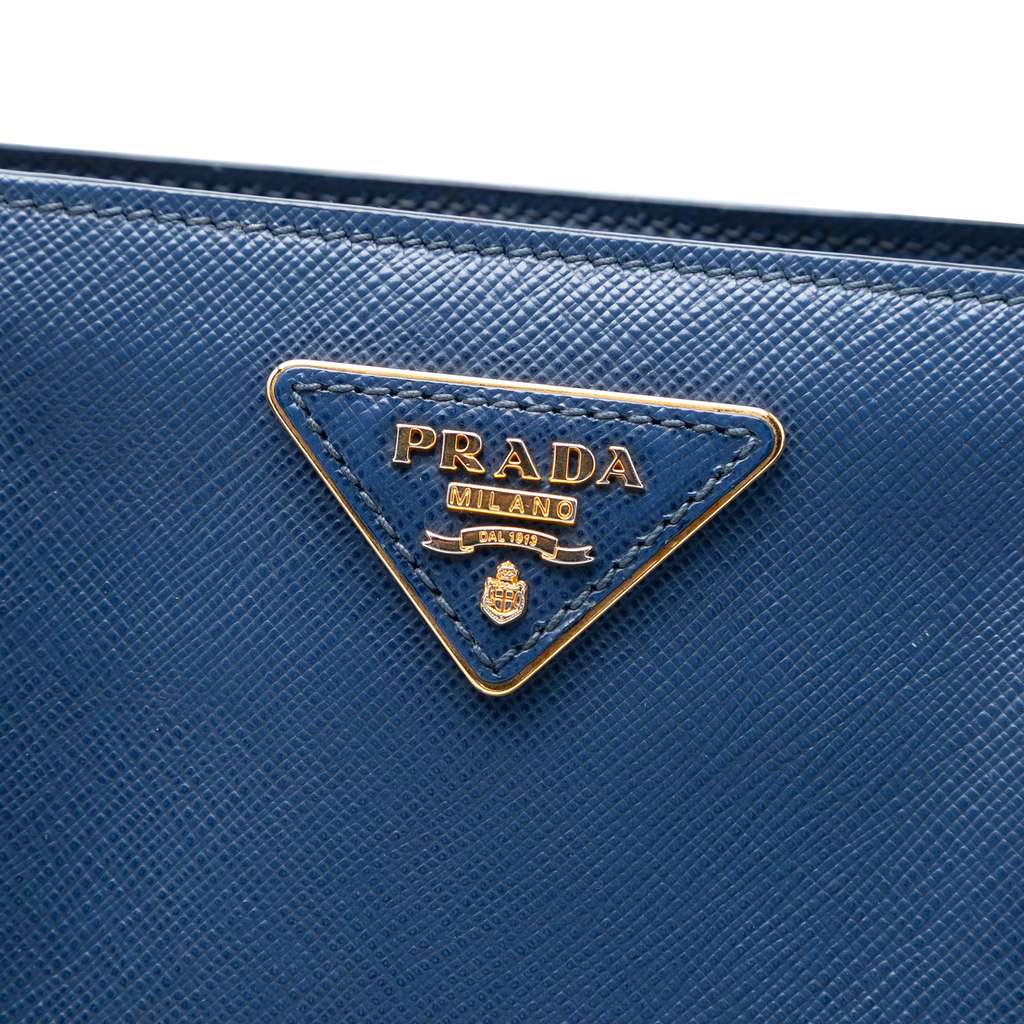 Prada Medium Saffiano Lux Galleria Satchel Blue Leather Good condition - Box View