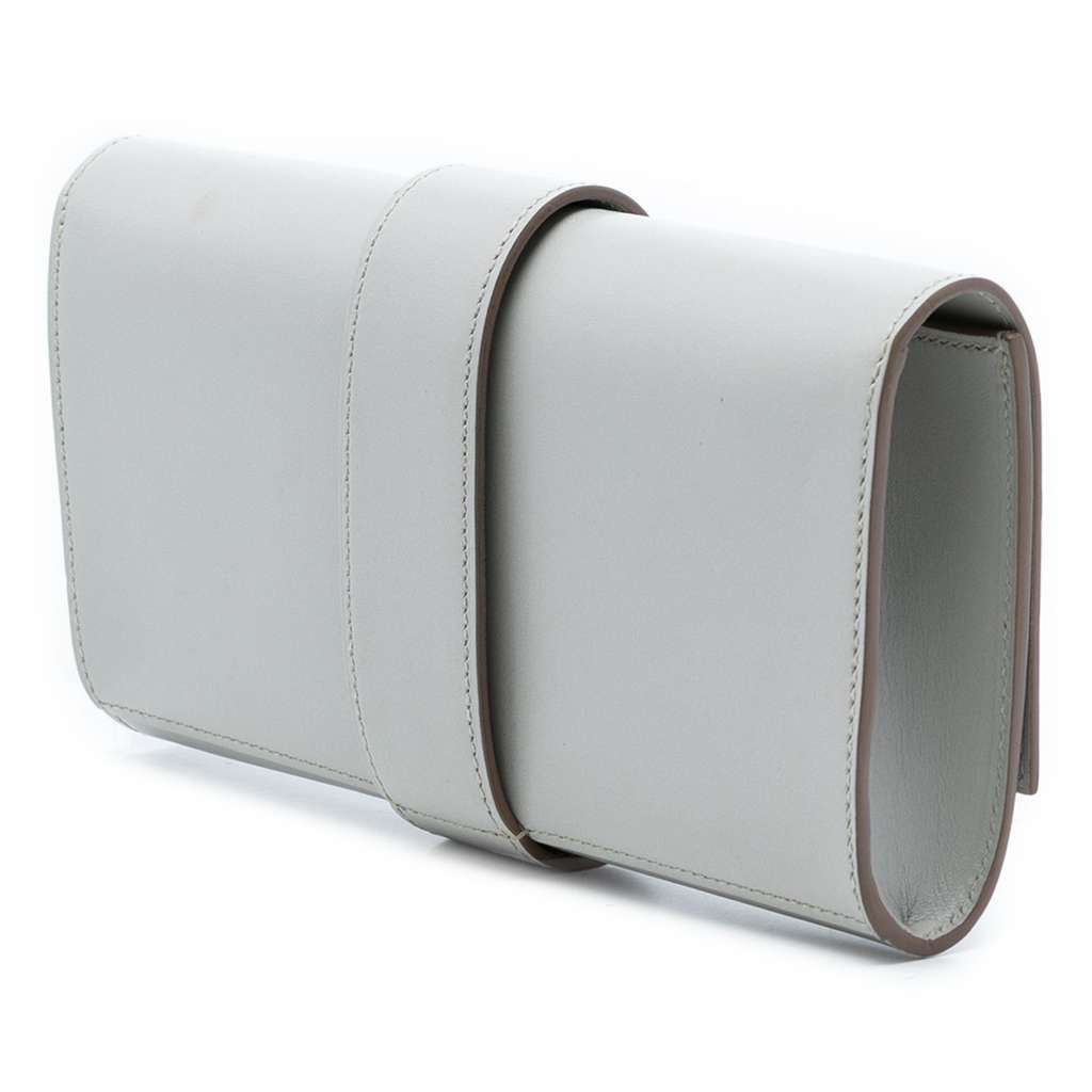Hermès Tadelakt Medor Clutch 23 Grey Leather Good condition - Back View
