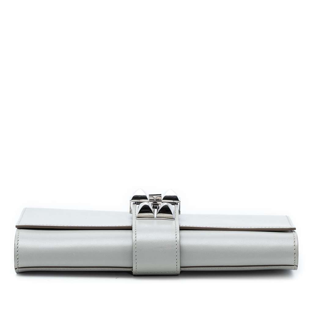 Hermès Tadelakt Medor Clutch 23 Grey Leather Good condition - Inside View