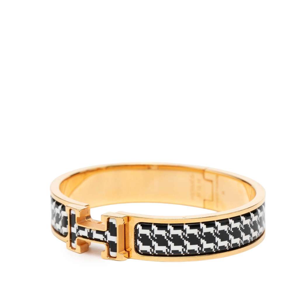 Hermès Narrow Enamel Cheval Pixel Clic H Bracelet PM Black Good condition - Back View