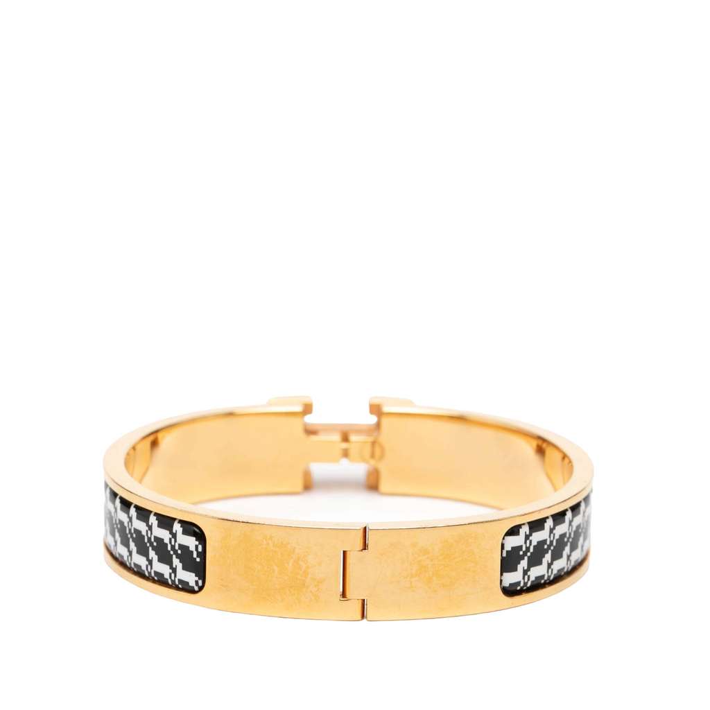 Hermès Narrow Enamel Cheval Pixel Clic H Bracelet PM Black Good condition - Inside View