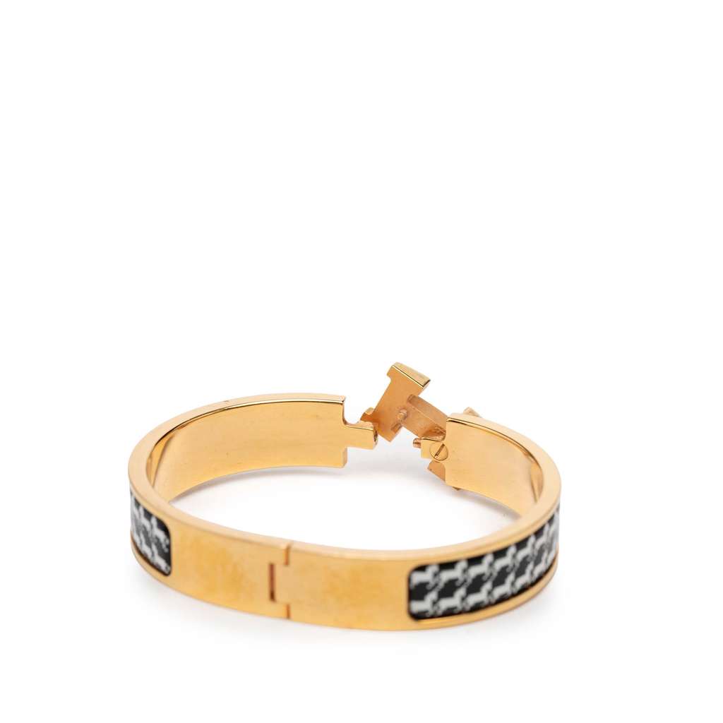 Hermès Narrow Enamel Cheval Pixel Clic H Bracelet PM Black Good condition - Box View