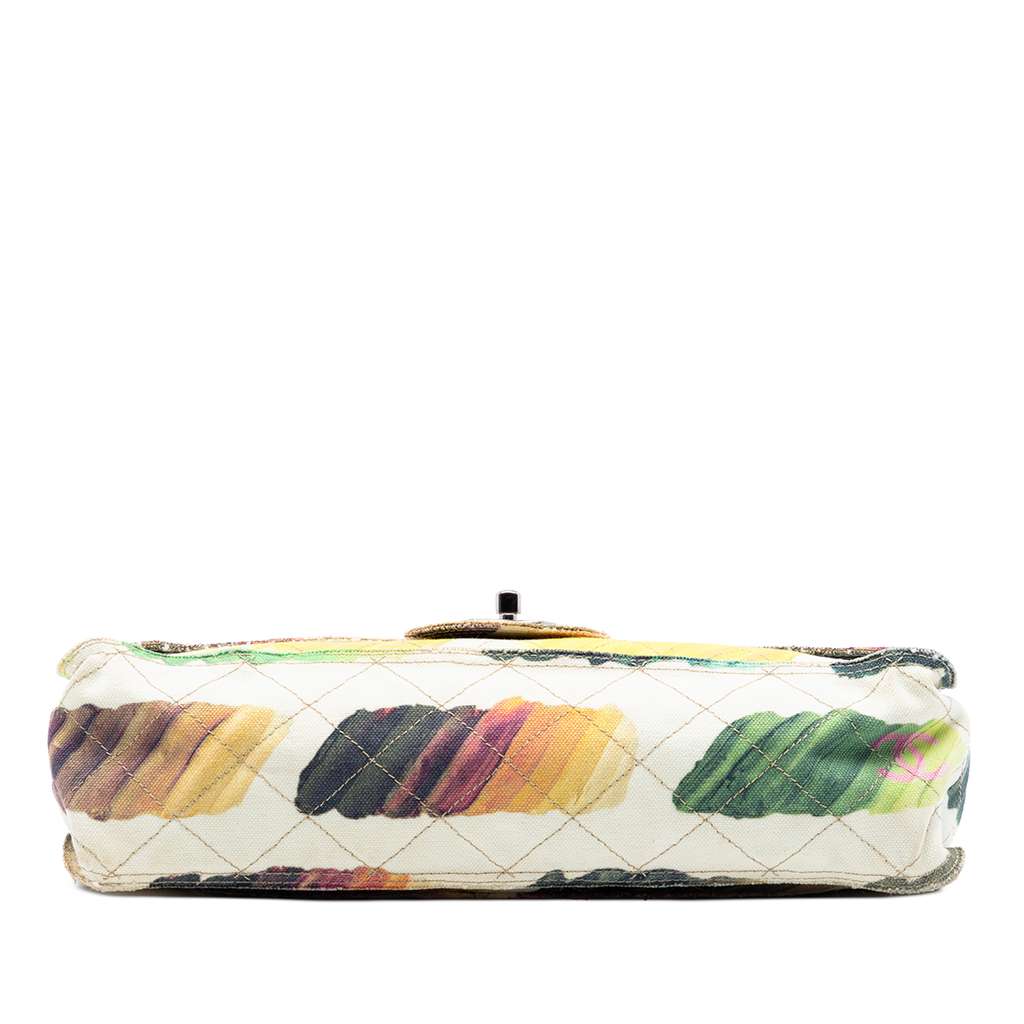 Chanel Jumbo Classic Canvas Colorama Single Flap White Canvas Good condition - Inside View