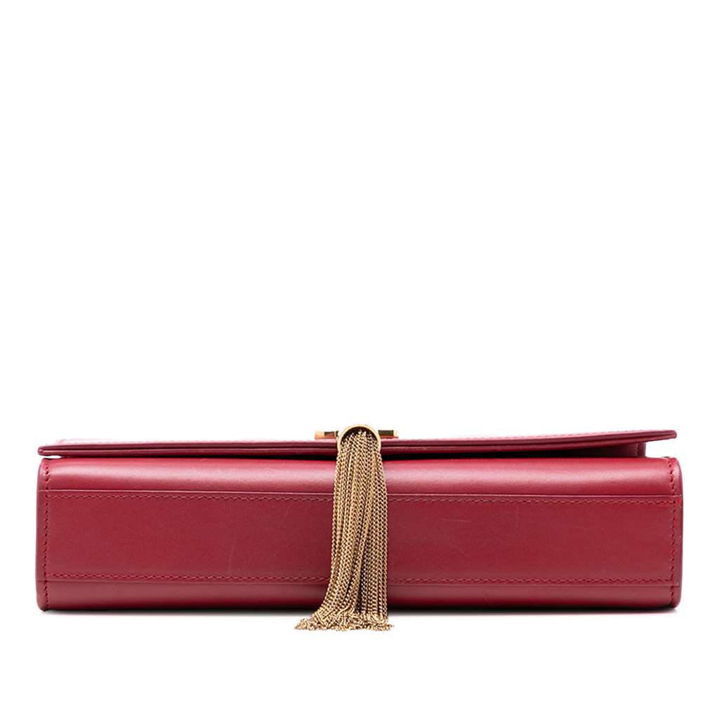 Saint Laurent Medium Smooth Calfskin Classic Monogram Kate Tassel Crossbody Red Leather Good condition - Inside View