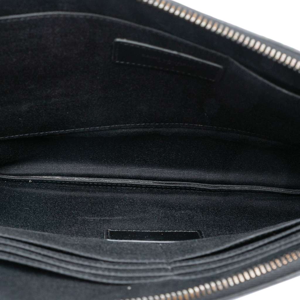 Saint Laurent Croc Embossed Leather Monogram Document Holder Black Leather Good condition - Model View