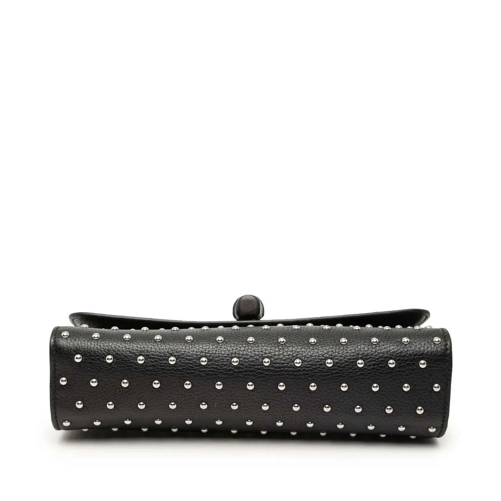 Gucci Medium Studded Leather Miss Bamboo Crossbody Black Leather Good - Inside View