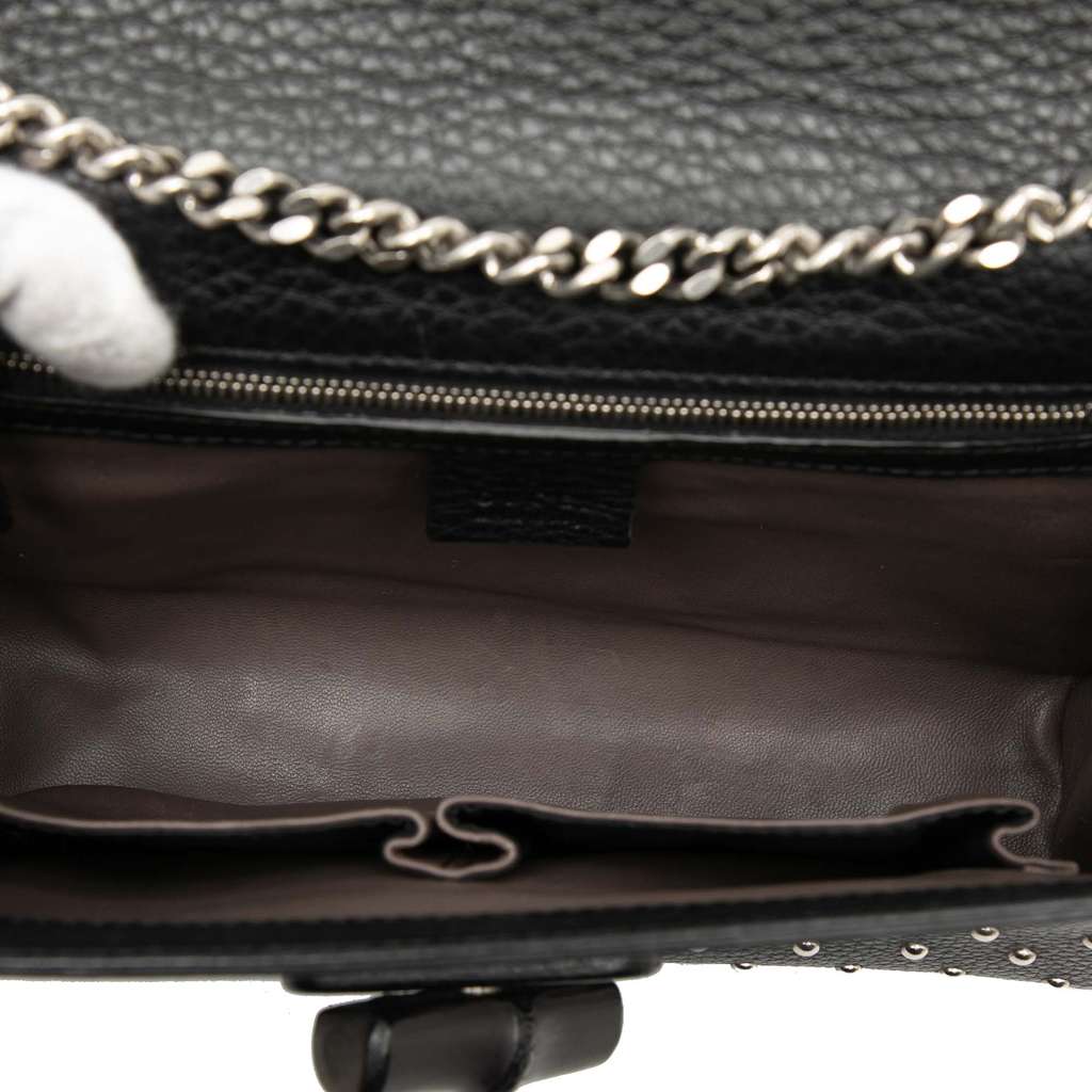 Gucci Medium Studded Leather Miss Bamboo Crossbody Black Leather Good condition - Model View