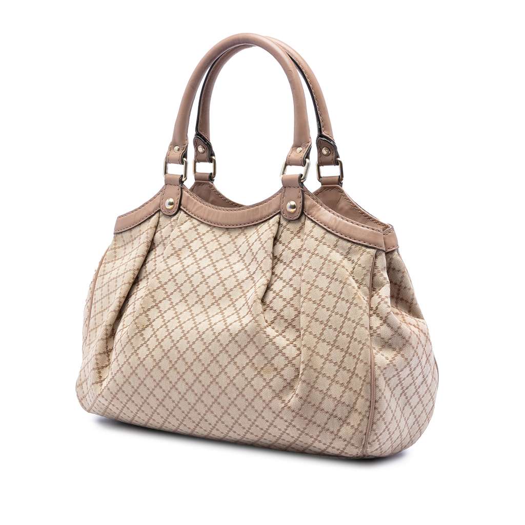 Gucci Medium Diamante Canvas Sukey Tote Beige Canvas Good condition - Back View